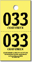 LARGE 2 PART COAT CHECK TICKETS