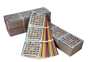 Bingo Supplies - Bingo Paper - 3 Packs of 3 ON 24 UP Bingo Paper