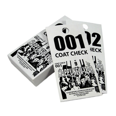 2 Part New Years Coat Check Tickets