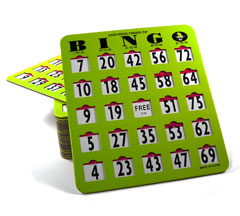100 Pack Reusable Finger-tip Shutter Slider Bingo Cards Green 